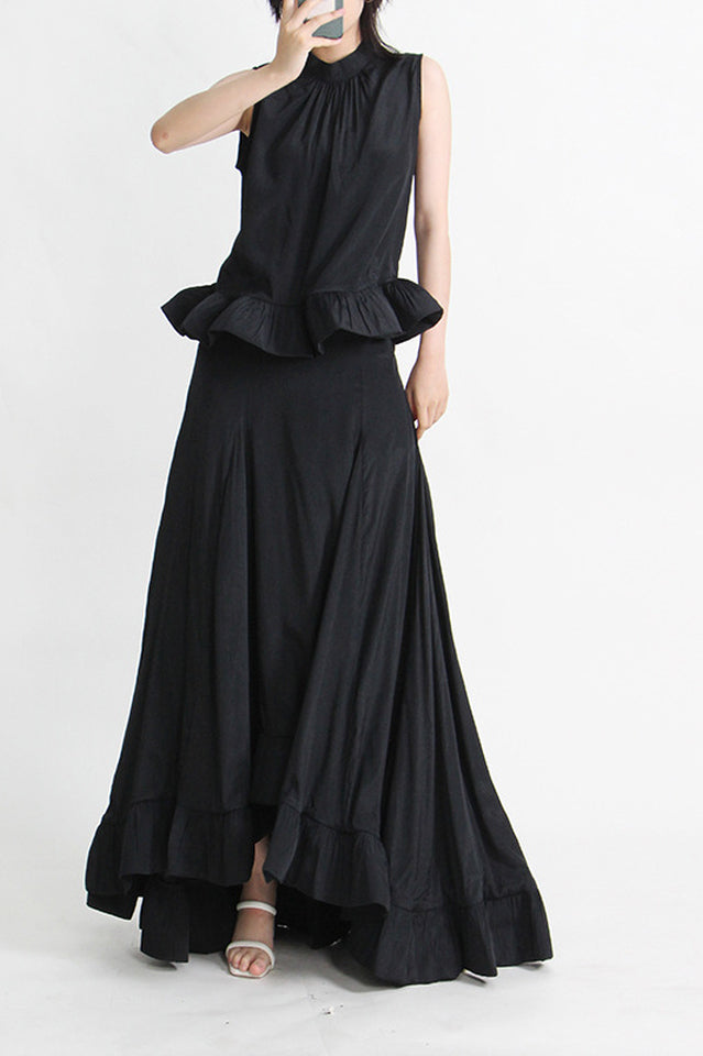 Ruffled Waist Halter Top + Maxi Skirt Set | Dress In Beauty Ruffled Waist Halter Top + Maxi Skirt Set | Dress In Beauty