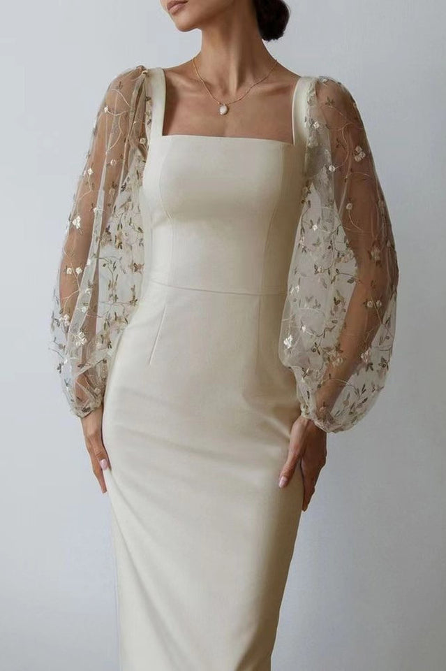 Embroidery Sheer Elegant Midi Dress | Dress In Beauty Embroidery Sheer Elegant Midi Dress | Dress In Beauty