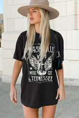 Guitar Slogan Letter Graphic Tee | Dress In Beauty Guitar Slogan Letter Graphic Tee | Dress In Beauty