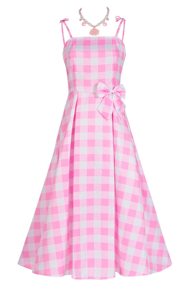 Barbie Movie Margot Pink Plaid Check Dress | Dress In Beauty Barbie Movie Margot Pink Plaid Check Dress | Dress In Beauty