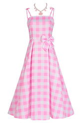 Barbie Movie Margot Pink Plaid Check Dress | Dress In Beauty