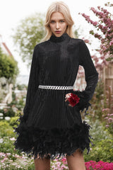 Ayden Feather Velvet Dress With Belt | Dress In Beauty Ayden Feather Velvet Dress With Belt | Dress In Beauty