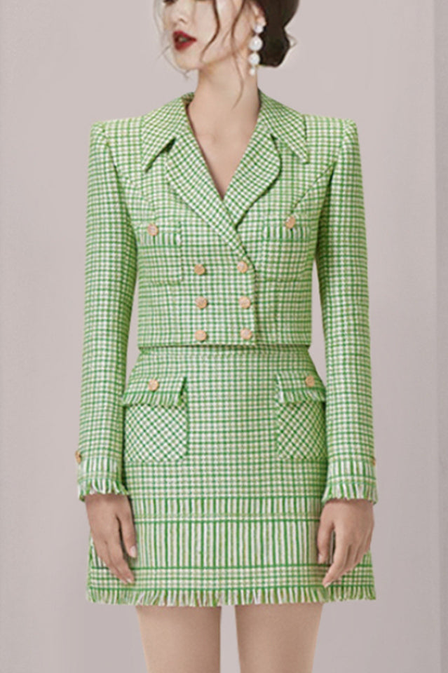 Textured Double Breasted Blazer & Skirt Set | Dress In Beauty Textured Double Breasted Blazer & Skirt Set | Dress In Beauty