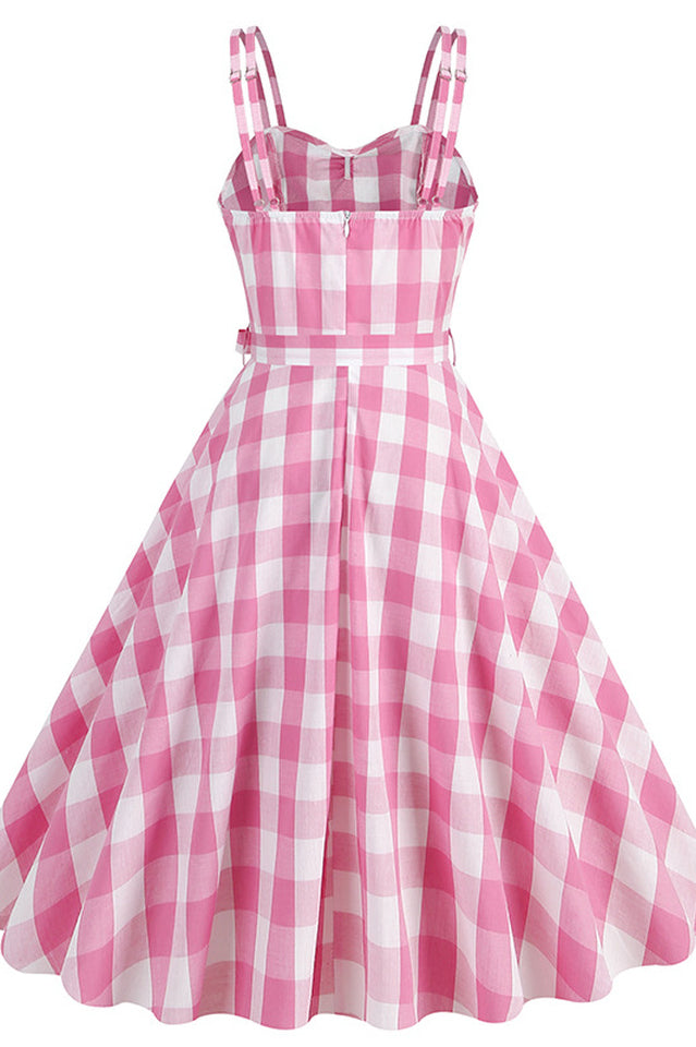 Barbie Movie Margot Pink Plaid Check Dress | Dress In Beauty Barbie Movie Margot Pink Plaid Check Dress | Dress In Beauty