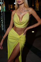 Solvia Halter Neck Pleated Diamond Set | Dress In Beauty Solvia Halter Neck Pleated Diamond Set | Dress In Beauty