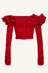 Floral Appliquéd Ruched Crop Top | Dress In Beauty Floral Appliquéd Ruched Crop Top | Dress In Beauty