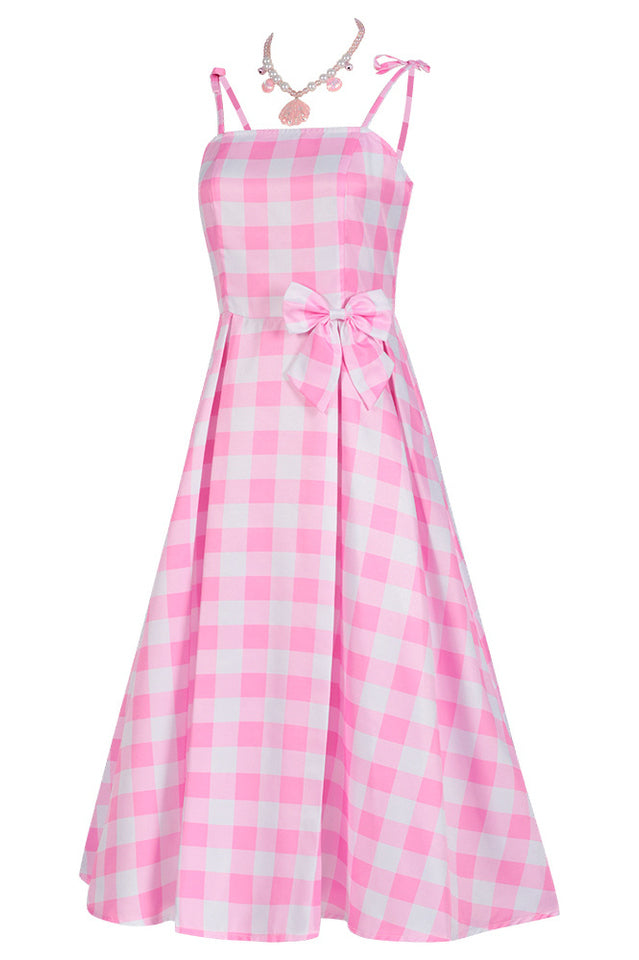 Barbie Movie Margot Pink Plaid Check Dress | Dress In Beauty Barbie Movie Margot Pink Plaid Check Dress | Dress In Beauty
