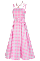 Barbie Movie Margot Pink Plaid Check Dress | Dress In Beauty Barbie Movie Margot Pink Plaid Check Dress | Dress In Beauty