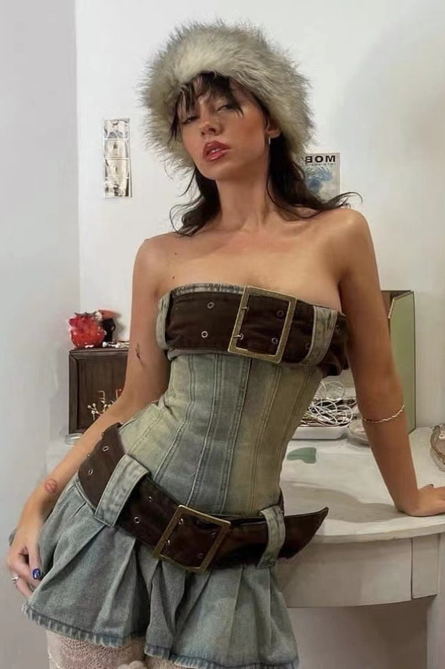 Chelsea Denim Kilt Mini Dress | Dress In Beauty Chelsea Denim Kilt Mini Dress | Dress In Beauty