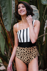 Leopard & Stripes One-Piece Swimsuit | Dress In Beauty Leopard & Stripes One-Piece Swimsuit | Dress In Beauty