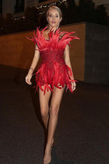 Strapless Sequin Feather Embellished Mini Dress | Dress In Beauty Strapless Sequin Feather Embellished Mini Dress | Dress In Beauty