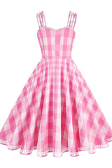 Barbie Movie Margot Pink Plaid Check Dress | Dress In Beauty Barbie Movie Margot Pink Plaid Check Dress | Dress In Beauty