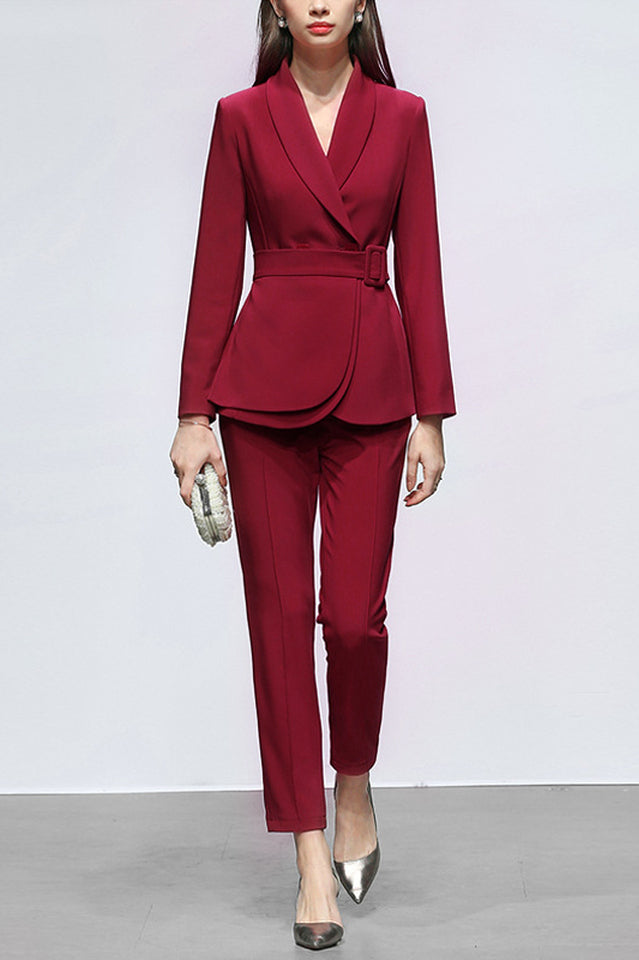 Lace Up Belt Waist Blazer Pants Suit | Dress In Beauty Lace Up Belt Waist Blazer Pants Suit | Dress In Beauty