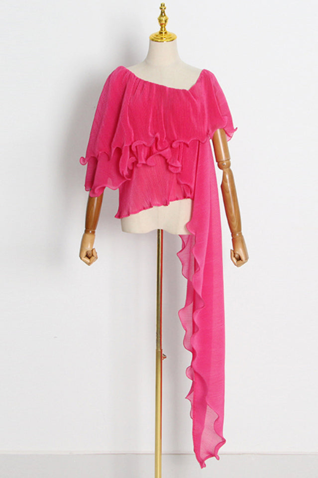 Ruffled Asymmetrical Hem Top & Pants Set | Dress In Beauty Ruffled Asymmetrical Hem Top & Pants Set | Dress In Beauty