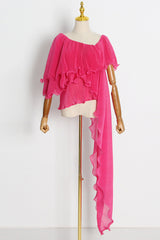 Ruffled Asymmetrical Hem Top & Pants Set | Dress In Beauty Ruffled Asymmetrical Hem Top & Pants Set | Dress In Beauty