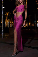 Solvia Halter Neck Pleated Diamond Set | Dress In Beauty Solvia Halter Neck Pleated Diamond Set | Dress In Beauty