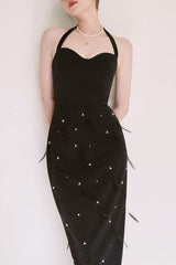 Feather Rhinestones Bodycon Midi Dress | Dress In Beauty Feather Rhinestones Bodycon Midi Dress | Dress In Beauty