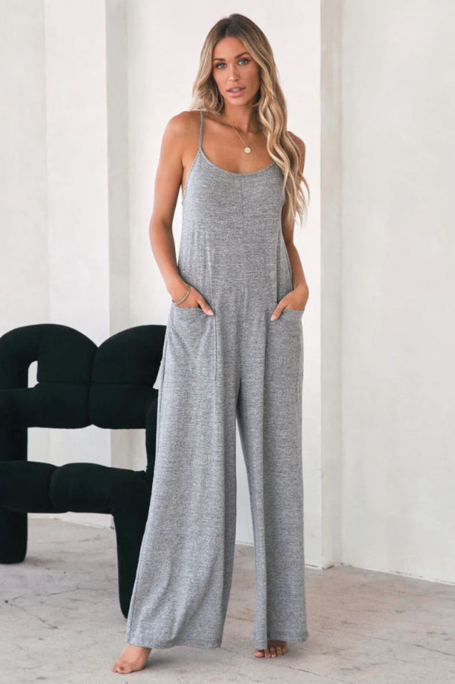 Side Pockets Spaghetti Strap Wide Leg Jumpsuit | Dress In Beauty Side Pockets Spaghetti Strap Wide Leg Jumpsuit | Dress In Beauty