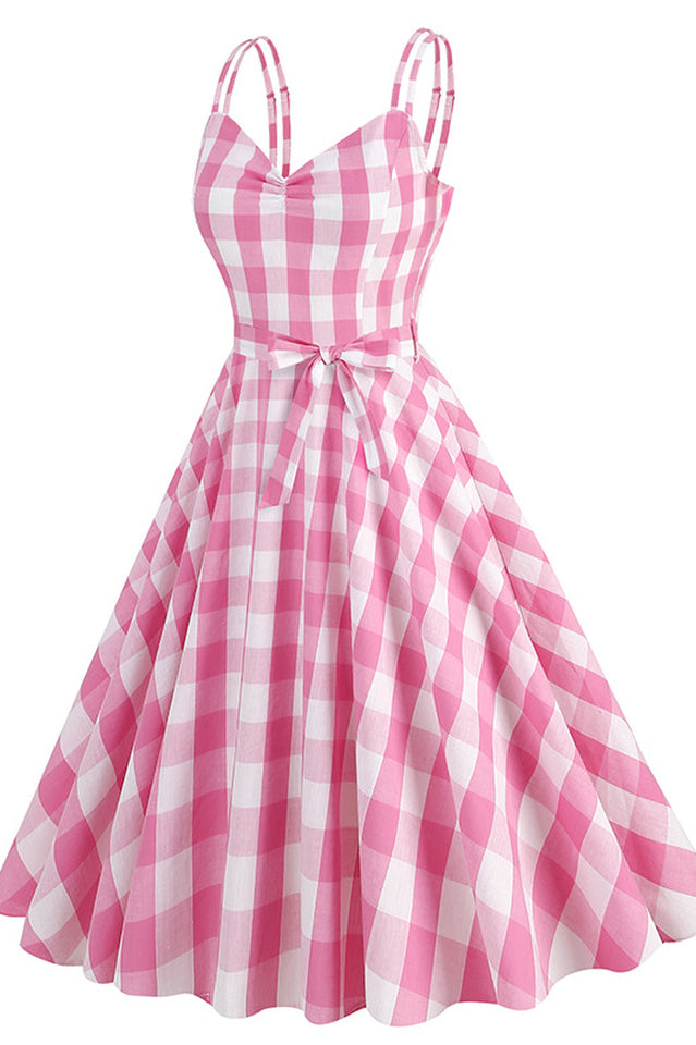 Barbie Movie Margot Pink Plaid Check Dress | Dress In Beauty Barbie Movie Margot Pink Plaid Check Dress | Dress In Beauty