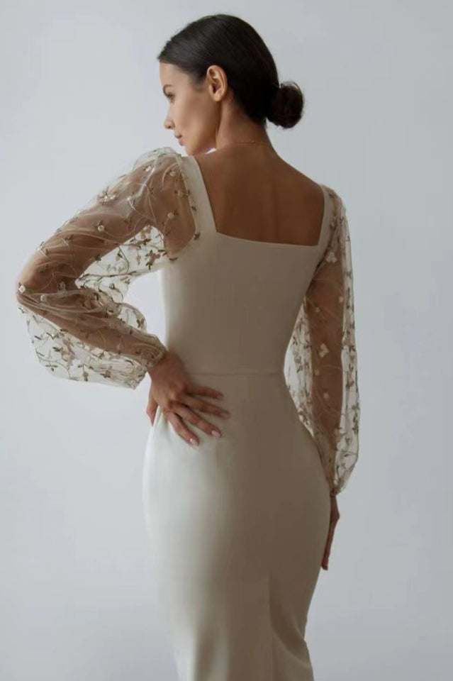 Embroidery Sheer Elegant Midi Dress | Dress In Beauty Embroidery Sheer Elegant Midi Dress | Dress In Beauty