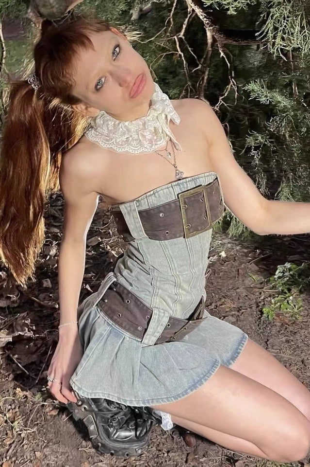 Chelsea Denim Kilt Mini Dress | Dress In Beauty Chelsea Denim Kilt Mini Dress | Dress In Beauty