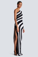 Long Asymmetrical Striped Knit Dress | Dress In Beauty Long Asymmetrical Striped Knit Dress | Dress In Beauty