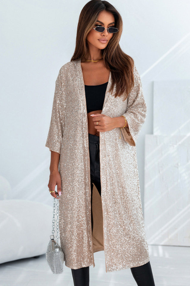 Sequin Open Front Duster Cardigan | Dress In Beauty Sequin Open Front Duster Cardigan | Dress In Beauty