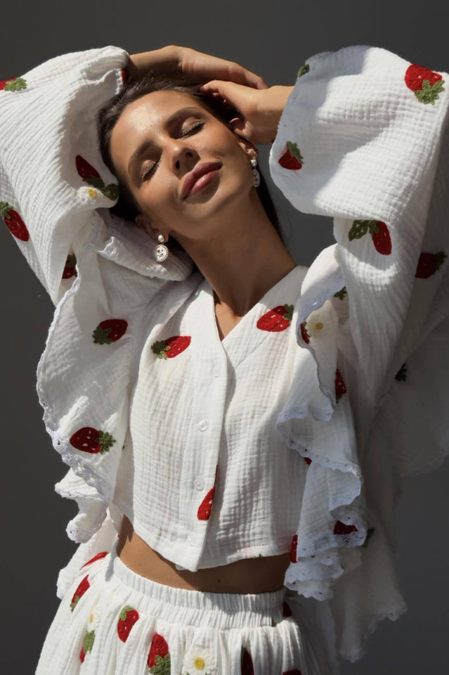 Ruffled Strawberry Print Skirt Set | Dress In Beauty Ruffled Strawberry Print Skirt Set | Dress In Beauty