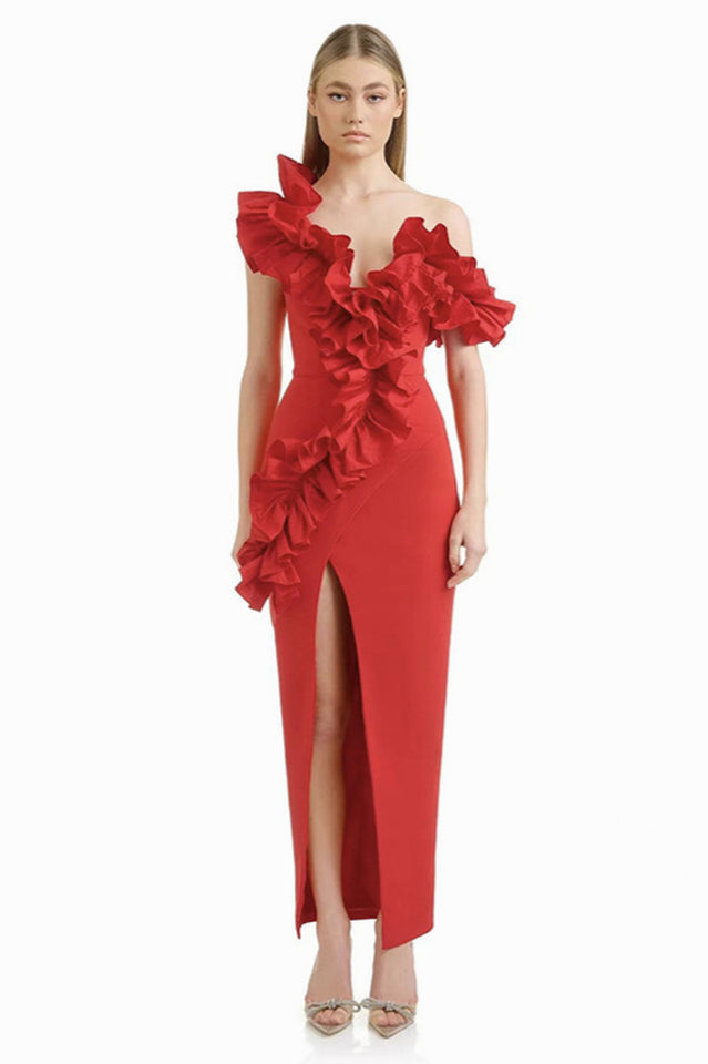 One Shoulder Ruffle Maxi Dress | Dress In Beauty One Shoulder Ruffle Maxi Dress | Dress In Beauty