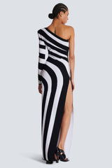 Long Asymmetrical Striped Knit Dress | Dress In Beauty Long Asymmetrical Striped Knit Dress | Dress In Beauty
