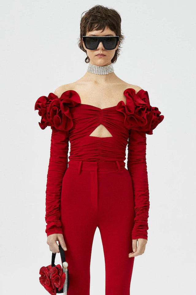 Floral Appliquéd Ruched Crop Top | Dress In Beauty Floral Appliquéd Ruched Crop Top | Dress In Beauty