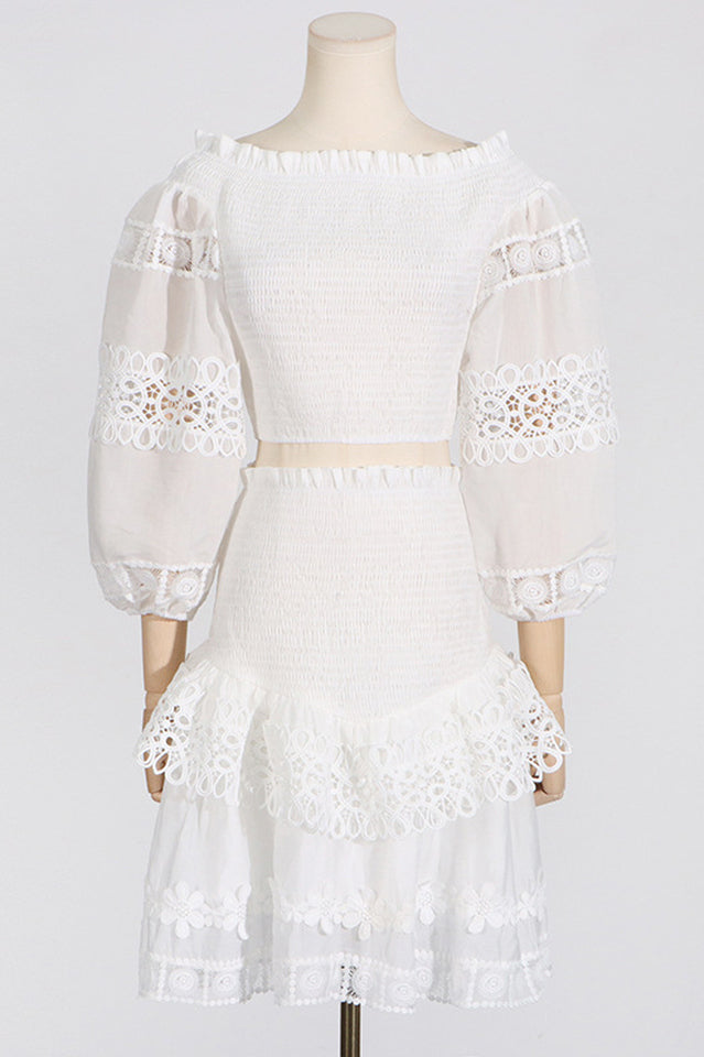 Raina White One-Shoulder Embroidered Set | Dress In Beauty Raina White One-Shoulder Embroidered Set | Dress In Beauty