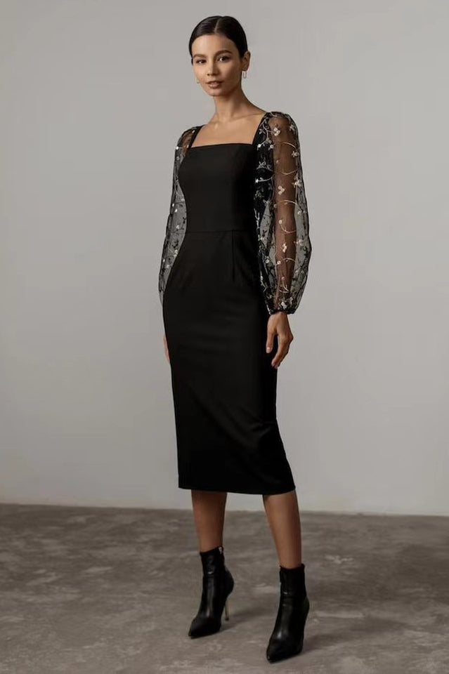 Embroidery Sheer Elegant Midi Dress | Dress In Beauty Embroidery Sheer Elegant Midi Dress | Dress In Beauty