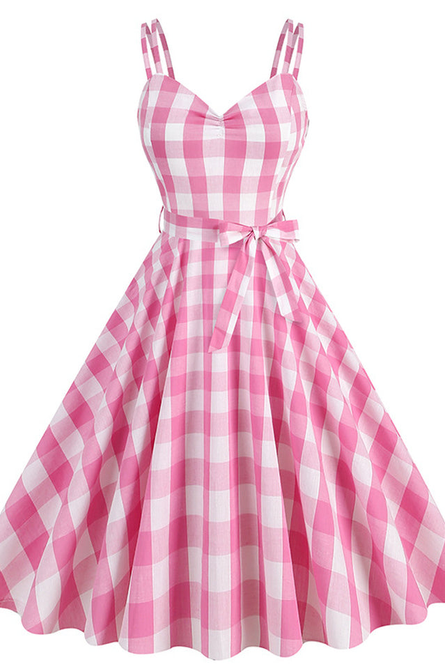 Barbie Movie Margot Pink Plaid Check Dress | Dress In Beauty Barbie Movie Margot Pink Plaid Check Dress | Dress In Beauty