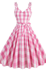 Barbie Movie Margot Pink Plaid Check Dress | Dress In Beauty Barbie Movie Margot Pink Plaid Check Dress | Dress In Beauty