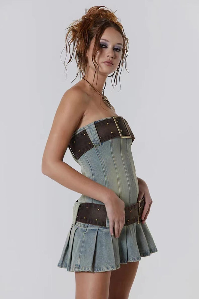 Chelsea Denim Kilt Mini Dress | Dress In Beauty Chelsea Denim Kilt Mini Dress | Dress In Beauty