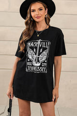 Guitar Slogan Letter Graphic Tee | Dress In Beauty Guitar Slogan Letter Graphic Tee | Dress In Beauty