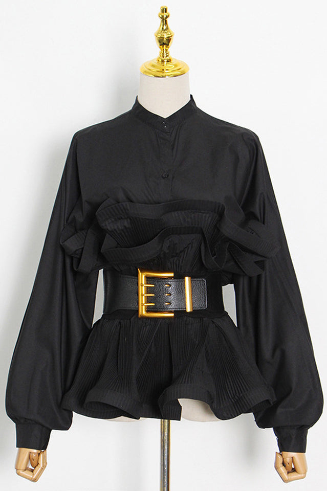 Athina Pleated Ruffle Waist Belt Blouse | Dress In Beauty Athina Pleated Ruffle Waist Belt Blouse | Dress In Beauty