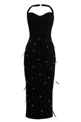 Feather Rhinestones Bodycon Midi Dress | Dress In Beauty Feather Rhinestones Bodycon Midi Dress | Dress In Beauty