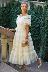 Off Shoulder Dotted Tulle Maxi Dress | Dress In Beauty Off Shoulder Dotted Tulle Maxi Dress | Dress In Beauty