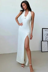 Barbara Halter Floral Applique Knitted Dress | Dress In Beauty Barbara Halter Floral Applique Knitted Dress | Dress In Beauty