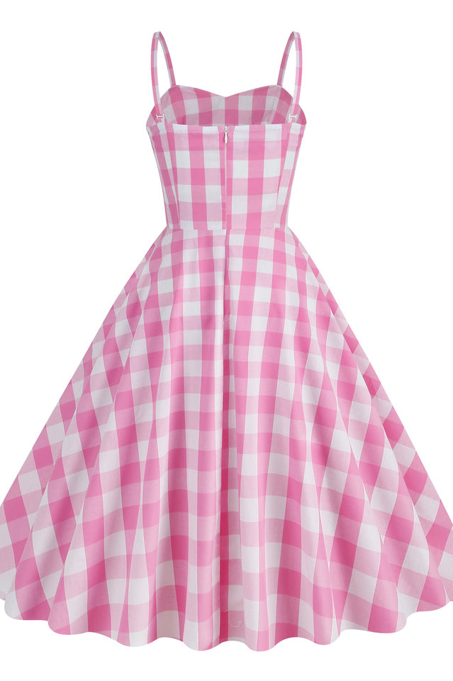 Barbie Movie Margot Pink Plaid Check Dress | Dress In Beauty Barbie Movie Margot Pink Plaid Check Dress | Dress In Beauty