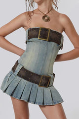 Chelsea Denim Kilt Mini Dress | Dress In Beauty Chelsea Denim Kilt Mini Dress | Dress In Beauty