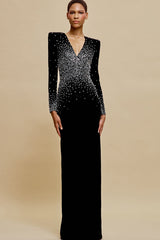 V-Neck Pearl Embellished Gown | Dress In Beauty V-Neck Pearl Embellished Gown | Dress In Beauty