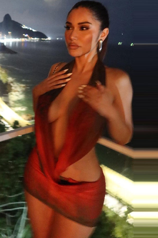 Backless Mesh Halter One Step Skirt | Dress In Beauty Backless Mesh Halter One Step Skirt | Dress In Beauty