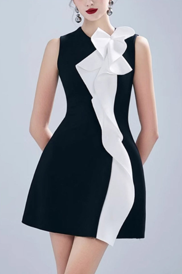 Contrast Color Patchwork Ruffle Mini Dress | Dress In Beauty Contrast Color Patchwork Ruffle Mini Dress | Dress In Beauty