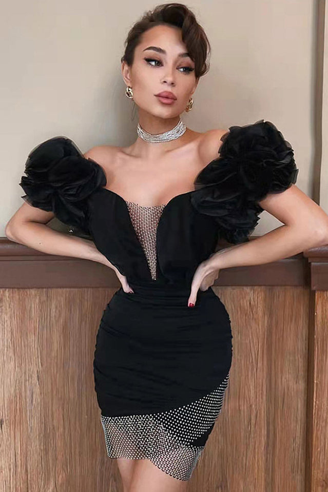 Darcy Ruffle Mesh Crystal Diamante Mini Dress | Dress In Beauty Darcy Ruffle Mesh Crystal Diamante Mini Dress | Dress In Beauty