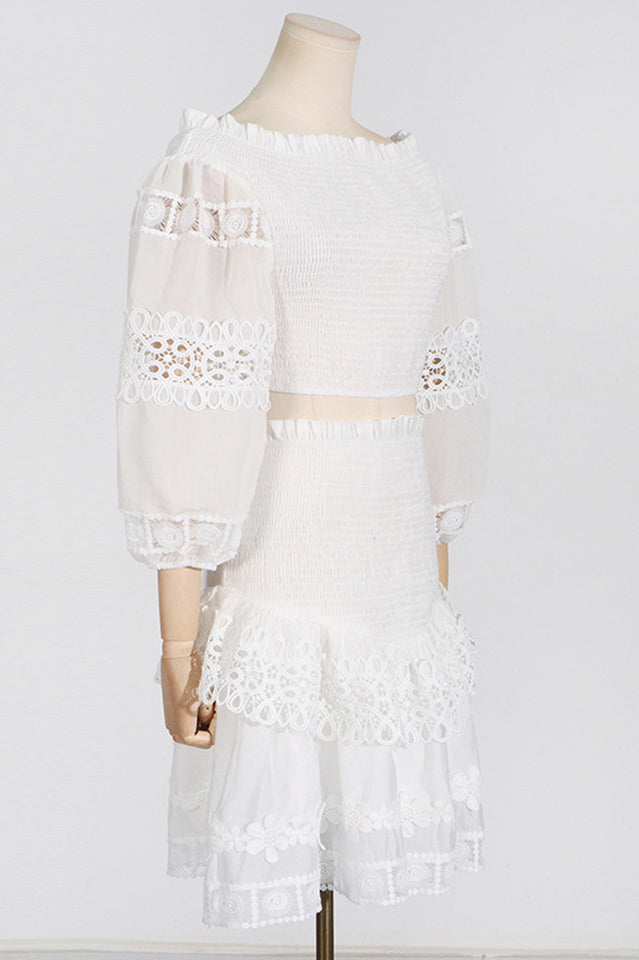 Raina White One-Shoulder Embroidered Set | Dress In Beauty Raina White One-Shoulder Embroidered Set | Dress In Beauty