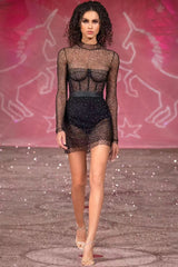 Adele Black Mesh Diamond Mini Dress | Dress In Beauty Adele Black Mesh Diamond Mini Dress | Dress In Beauty