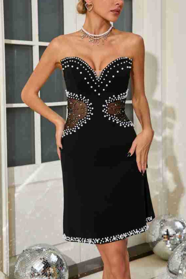 Strapless Pearl Mesh Mini Dress | Dress In Beauty Strapless Pearl Mesh Mini Dress | Dress In Beauty